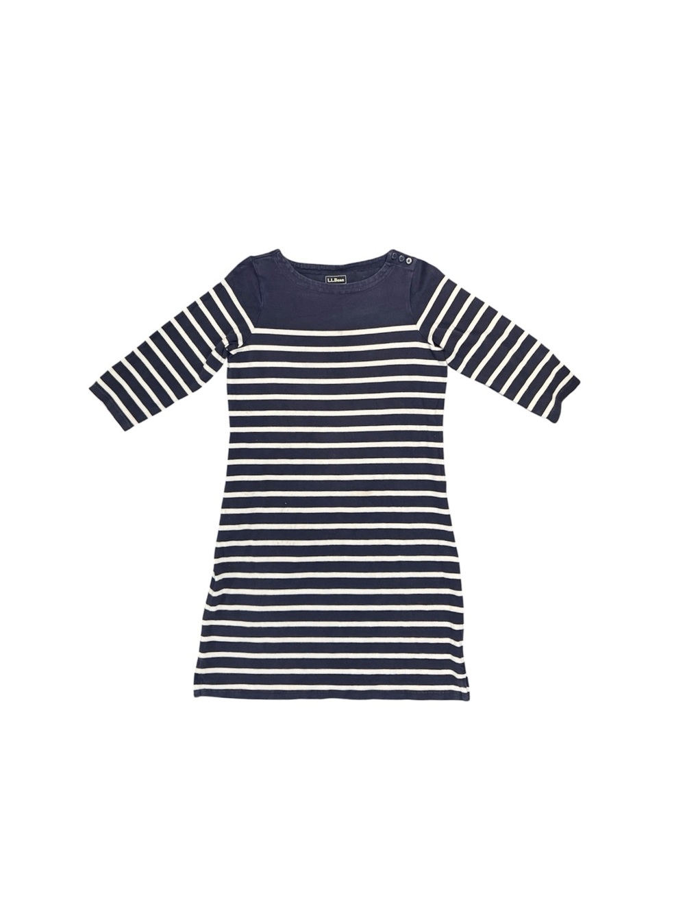 L.L. Bean | Navy and White Striped Midi Shirtdress Women’s Size Small Regular - Picture 2 of 5